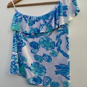 Lilly Pulitzer Blue and Green Patterned Blouse